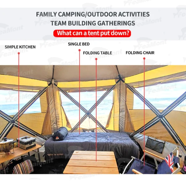 ⁦FEAMONT Wholesale Sale Canvas Waterproof Tent Outdoor Camping Tent⁩ - الصورة ⁦5⁩