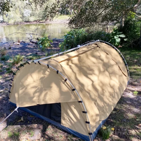 ⁦Australian Style Outdoor Single Canvas Swag Tent with Aluminium Poles Factory Wholesale for Camping⁩ - الصورة ⁦6⁩