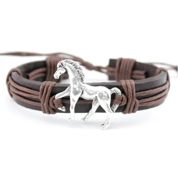 ⁦Manufacturer Horse Charm Leather Wrap Bracelet for Horse Lover Cowboy Cowgirl Gift Horse Leather Bracelet⁩ - الصورة ⁦6⁩