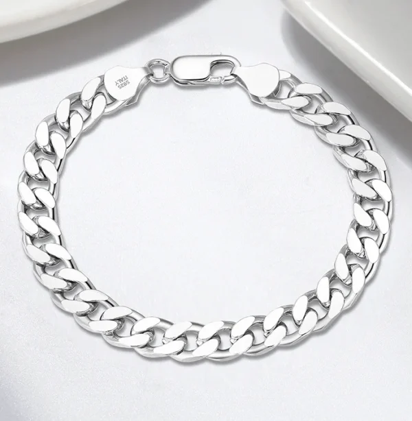 ⁦Hip Hop Cuban Link Bracelet Jewelry 925 Sterling Silver Chain Bracelets for Men⁩ - الصورة ⁦3⁩