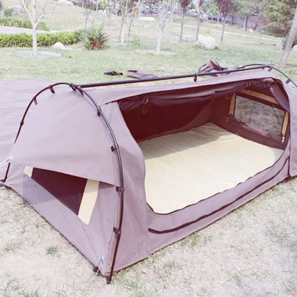 ⁦Australian Style Outdoor Single Canvas Swag Tent with Aluminium Poles Factory Wholesale for Camping⁩ - الصورة ⁦5⁩