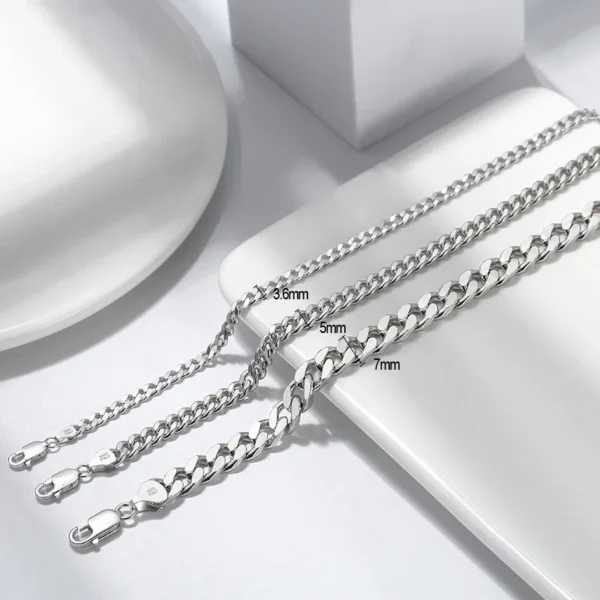 Hip Hop Cuban Link Bracelet Jewelry 925 Sterling Silver Chain Bracelets for Men