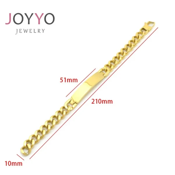 ⁦Fashion Luxury Inspirational Wrist Engraved Jewelry Figaro Stainless Steel Bracelets Gold Plated Best Friend Simple Women Link⁩ - الصورة ⁦2⁩