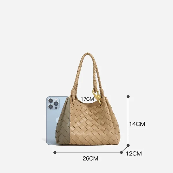 ⁦Vintage Design Ladies Shoulder Bags Luxury Genuine Woven Leather Handbags Fashion Large Capacity Shoulder Bag for Women⁩ - الصورة ⁦4⁩