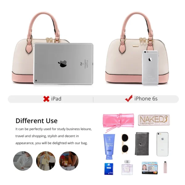 ⁦Lovevook Factory 2022 PU Leather Ladies Hand Bags Classic Top Handle Dome Satchel Bag Elegent Small Shoulder Bags Women Handbags⁩ - الصورة ⁦3⁩