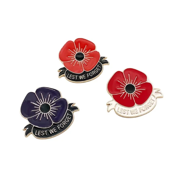 ⁦Memorial Day High Quality Metal Red Flower Brooch Remembrance Day Hard/Soft Enamel Poppy Pin Badge⁩ - الصورة ⁦6⁩