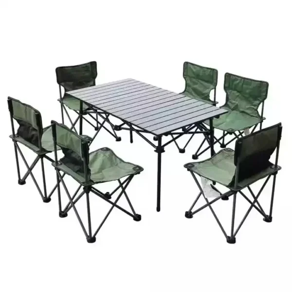 ⁦MultMultifunctional Foldable Travel Outdoor Folding Lightweight Portable Metal Picnic Camp Table and Chair Sets for Trip⁩ - الصورة ⁦6⁩