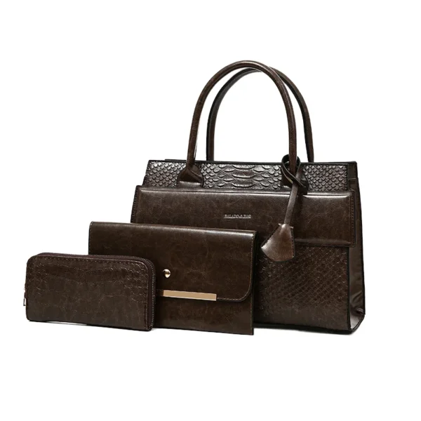 ⁦PU Leather Tote Purse and Wallet Sets Shoulder Satchel Bags Womens Purses and Handbags 3 Piece Set⁩ - الصورة ⁦2⁩