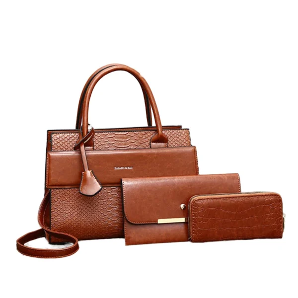 ⁦PU Leather Tote Purse and Wallet Sets Shoulder Satchel Bags Womens Purses and Handbags 3 Piece Set⁩ - الصورة ⁦6⁩