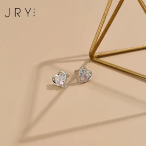 Factory Wholesale 2023 INS Fashion Silver Cat Heart Colorful Stud Earring Fine Jewelry for Women