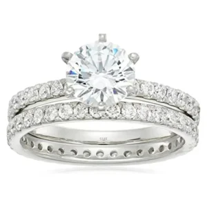 SGARIT Custom Jewelry 14K White Rose Gold VVS1 GRA 1.5ct 7.5mm Moissanite Diamond Wedding Ring Set Jewellery for Couple