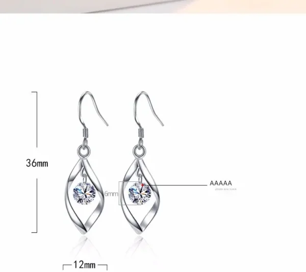 ⁦Fashion Latest Design Brand Copper Silver Plated Wave Ear Ring Silver Color Zircon Female Simple Women Earrings⁩ - الصورة ⁦5⁩