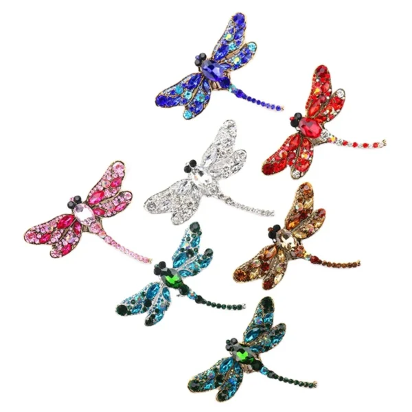 ⁦Wholesale European American Women Dragonfly Brooches with Rhinestone Alloy Retro Animal Clothing Accessories Pin Brooch⁩ - الصورة ⁦6⁩