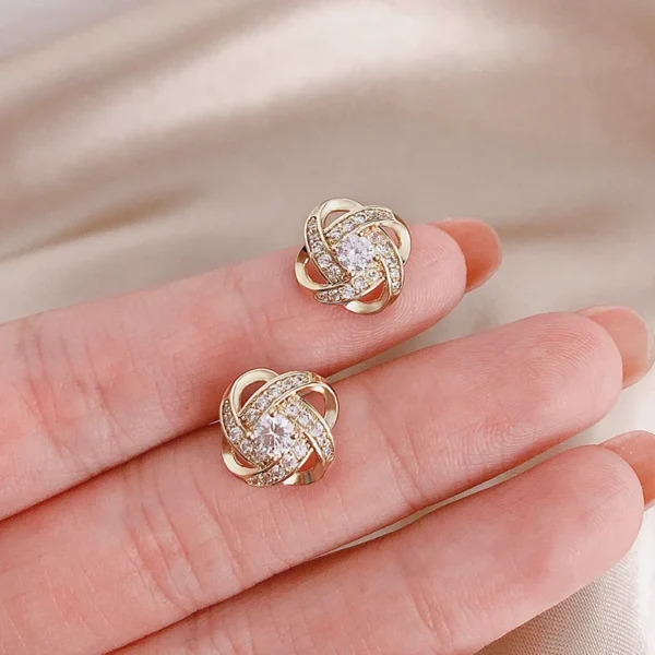 ⁦925 Sterling Silver Crystal Four Leaf Clover Earrings Women Simple Fashion Wedding Jewelry Accessories⁩ - الصورة ⁦3⁩