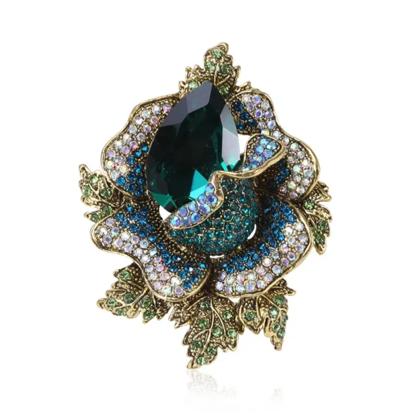 ⁦Accessories Women Simple Grand and Luxurious Pin Decoration Colorful Cc Brooch Crystal Rhinestone Flower Brooch Suit Brooch⁩ - الصورة ⁦6⁩
