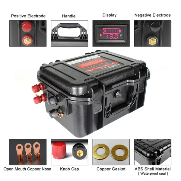 ⁦HAKADI Lithium Iron Phosphate 12V 100Ah Rechargeable Battery Pack for Solar System Boat RV EU RU Stock⁩ - الصورة ⁦3⁩