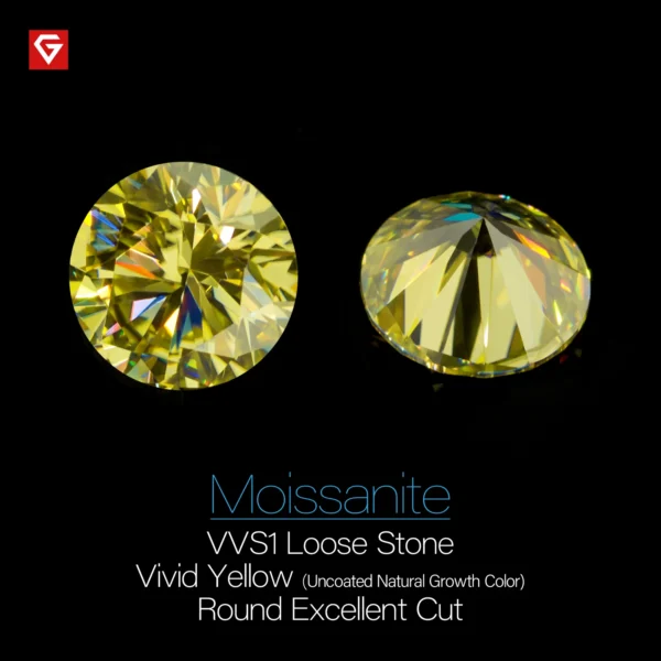 ⁦GIGAJEWE Vivid Yellow Manual Cut Loose Gemstone Moissanite Stone⁩ - الصورة ⁦2⁩