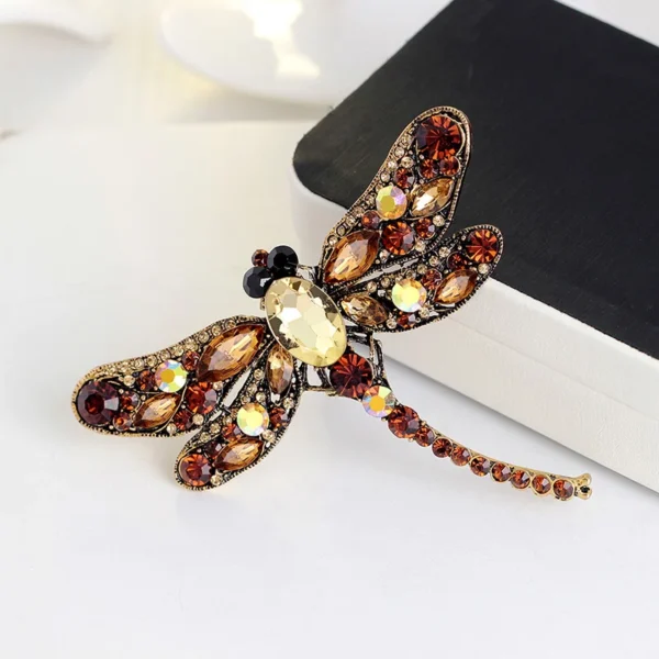 ⁦Wholesale European American Women Dragonfly Brooches with Rhinestone Alloy Retro Animal Clothing Accessories Pin Brooch⁩ - الصورة ⁦3⁩