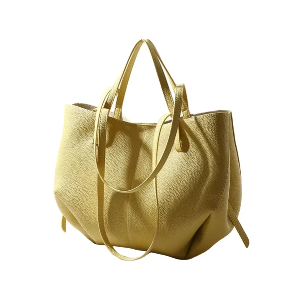⁦Luxury Designer Leather Bags Suede Tote Handbag for Women Luxury Causal Bucket Bag Fashionable French Pole Large Capacity Tote⁩ - الصورة ⁦4⁩