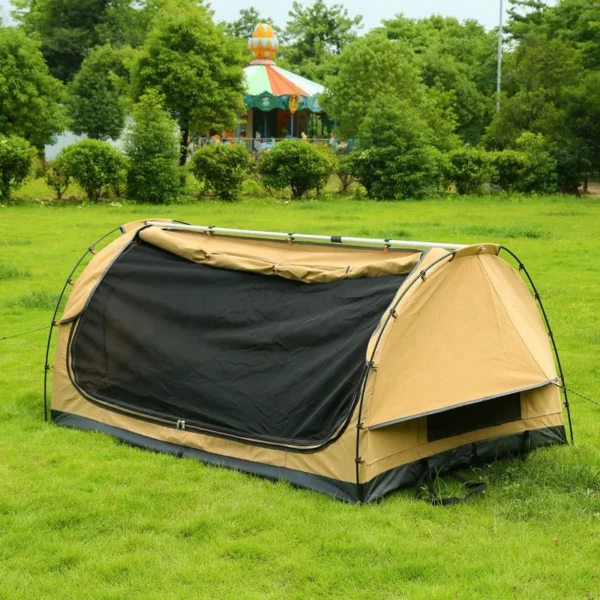 Australian Style Outdoor Single Canvas Swag Tent with Aluminium Poles Factory Wholesale for Camping