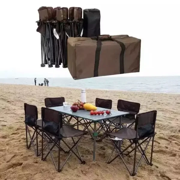 ⁦MultMultifunctional Foldable Travel Outdoor Folding Lightweight Portable Metal Picnic Camp Table and Chair Sets for Trip⁩ - الصورة ⁦4⁩