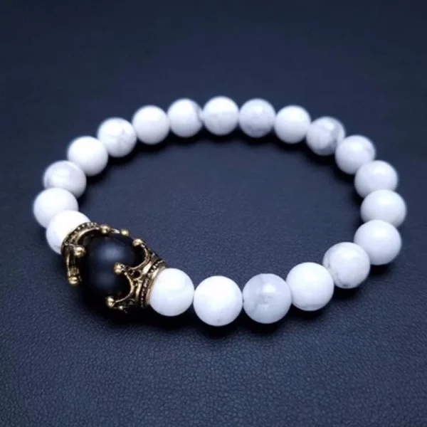 ⁦8mm Natural Gemstone Crown Men's Healing Chain Bead Bracelet Set Crystal Charm Beads Plated ODM Supply Fashion Charm Bracelets⁩ - الصورة ⁦5⁩