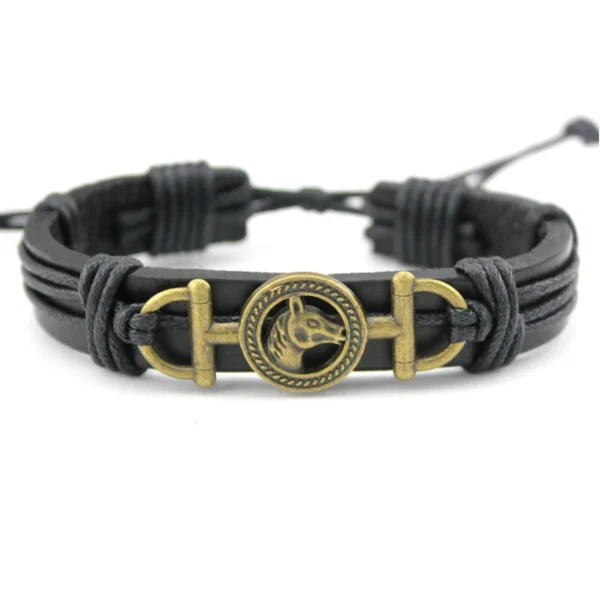 ⁦Manufacturer Horse Charm Leather Wrap Bracelet for Horse Lover Cowboy Cowgirl Gift Horse Leather Bracelet⁩ - الصورة ⁦3⁩