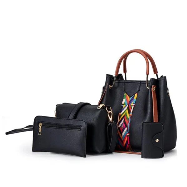 ⁦Trending PU Leather Large Ladies Purse and Handbags Custom Logo Women Tote Hand Bags Set⁩ - الصورة ⁦5⁩