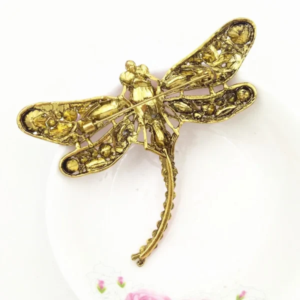 ⁦Wholesale European American Women Dragonfly Brooches with Rhinestone Alloy Retro Animal Clothing Accessories Pin Brooch⁩ - الصورة ⁦5⁩