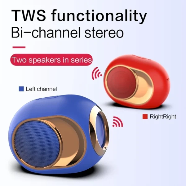 ⁦Hot Selling X6 TWS 5W Outdoor Waterproof Speaker Bass Wireless Speaker Support Hands-free USB AUX TF Card Speakers⁩ - الصورة ⁦3⁩