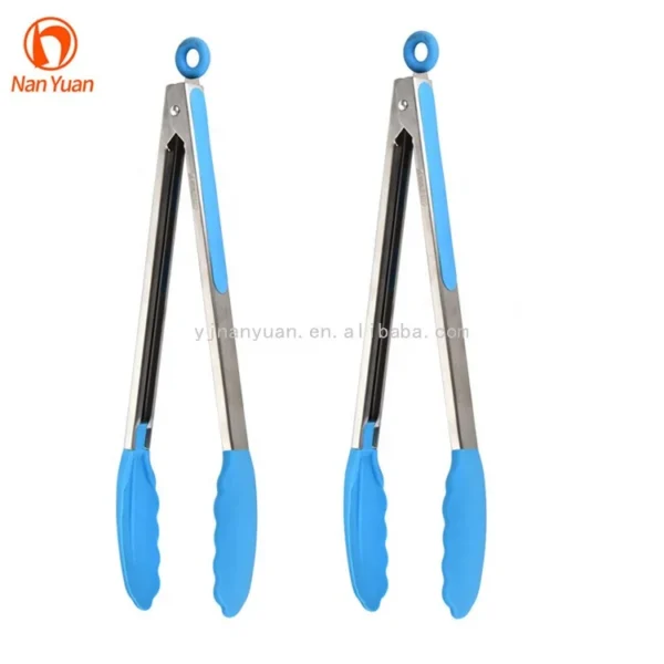⁦Custom Logo BBQ Grill Tools Kitchen Utensil Steel Silicone Food Tong With 7 9 12 Inch⁩ - الصورة ⁦5⁩