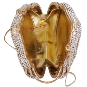 New Crystal Stone Diamond Rhinestone Evening Metal Wedding Dinner Party Purse Ladies Bridal Shell Shape Clutch Bags for Girls