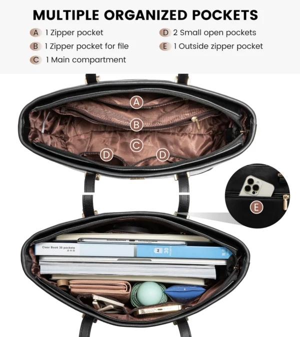 ⁦LOVEVOOK Hot Sale Factory Custom Women PU Leather Tote Bag High Quality Summer 3 Pieces Ladies Purses and Handbags for Women Bag⁩ - الصورة ⁦4⁩