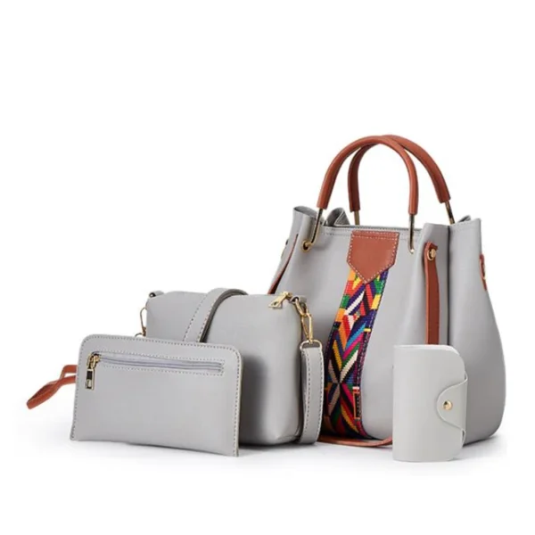 ⁦Trending PU Leather Large Ladies Purse and Handbags Custom Logo Women Tote Hand Bags Set⁩ - الصورة ⁦6⁩
