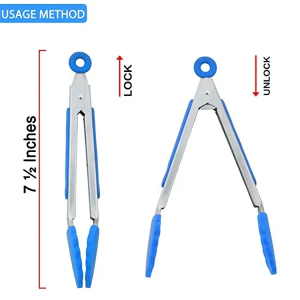 ⁦Custom Logo BBQ Grill Tools Kitchen Utensil Steel Silicone Food Tong With 7 9 12 Inch⁩ - الصورة ⁦2⁩