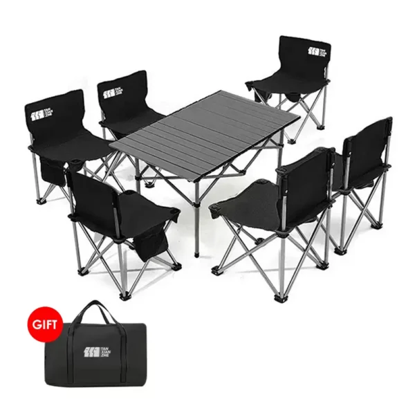 ⁦MultMultifunctional Foldable Travel Outdoor Folding Lightweight Portable Metal Picnic Camp Table and Chair Sets for Trip⁩ - الصورة ⁦3⁩