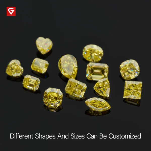 ⁦GIGAJEWE Vivid Yellow Manual Cut Loose Gemstone Moissanite Stone⁩ - الصورة ⁦3⁩