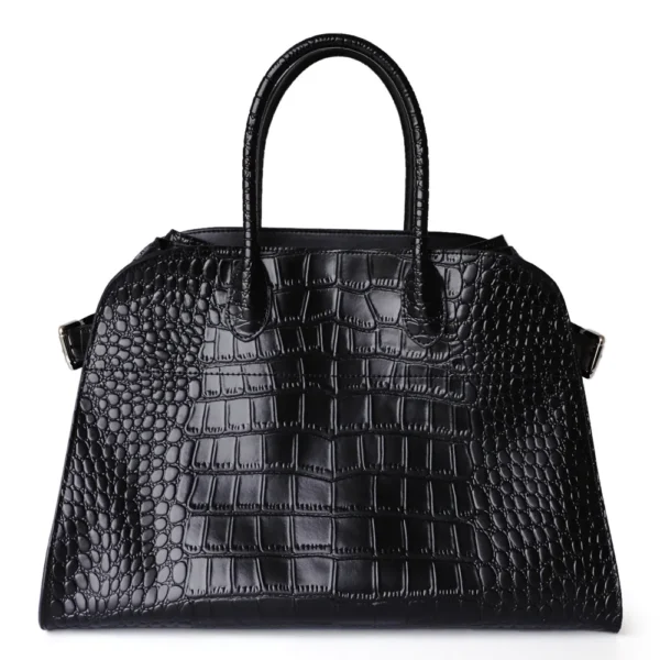 ⁦British Fashion Designer Genuine Cow Leather Large Niche Tote Handbags Luxury Real Leather Ladies Doctor Bags Croco OEM Handbag⁩ - الصورة ⁦4⁩