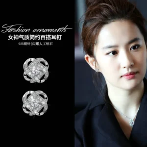925 Sterling Silver Crystal Four Leaf Clover Earrings Women Simple Fashion Wedding Jewelry Accessories