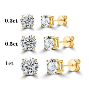 Starsgem Basket Set Stud Earring 14K Soild Gold 0.3ct 0.5ct 1ct D VVS2 Round Cut IGI Lab Grown Diamond Earrings