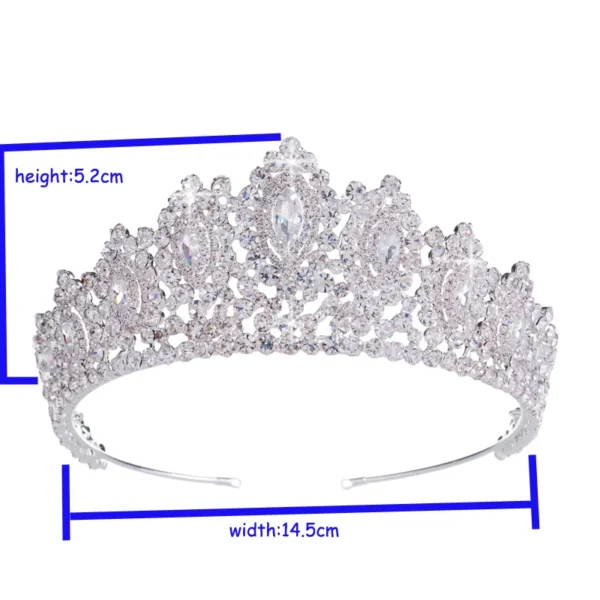 ⁦New Rhinestone Crowns Vintage Style Big Eye Shape Wedding Accessories Bridal Hair Tiaras Yellow Gold Party Hair Accessory BC3707⁩ - الصورة ⁦2⁩