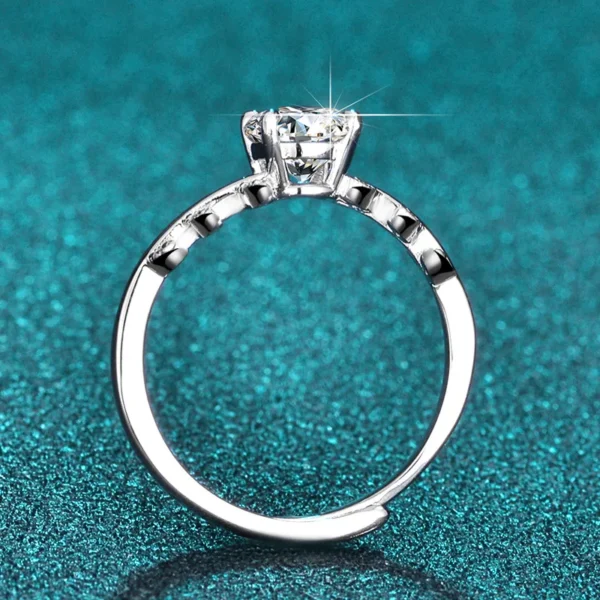 ⁦S925 Sterling Silver Laurel Ring 1 Karat Moissanite Adjustable Fashionable Wedding Rings Jewelry Women⁩ - الصورة ⁦3⁩