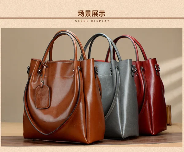 ⁦2ndr Brand Custom 2022 Cow Hide Cowhide Real 100% Genuine Leather Fashion Luxury Designer Ladies Women Tote Hand Bags Handbags⁩ - الصورة ⁦4⁩