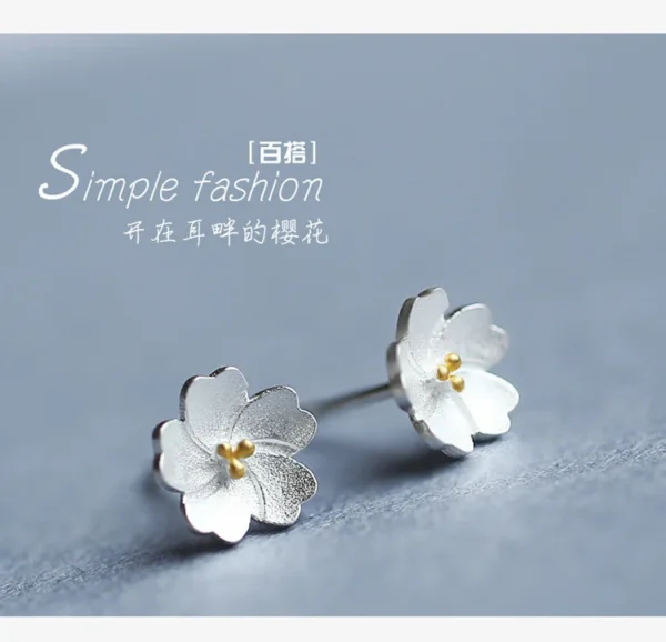 ⁦Chic Promotions Stud Art Sakura Sweet Flower Temperament Stud Earrings Fashion Jewelry for Women's Fashion Gifts⁩ - الصورة ⁦2⁩