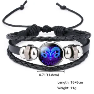 Aries Taurus Gemini Cancer Leo Virgo Libra Scorpio Sagittarius Capricorn Aquarius Pisces Zodiac Genuine Leather Bracelets