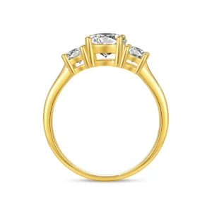 Classic 3 Stone Design Fine Jewelry Moissanite Engagement Wedding Ring Woman Hollow Genuine 18K Gold Rings Bijoux