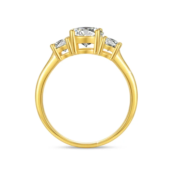 Classic 3 Stone Design Fine Jewelry Moissanite Engagement Wedding Ring Woman Hollow Genuine 18K Gold Rings Bijoux
