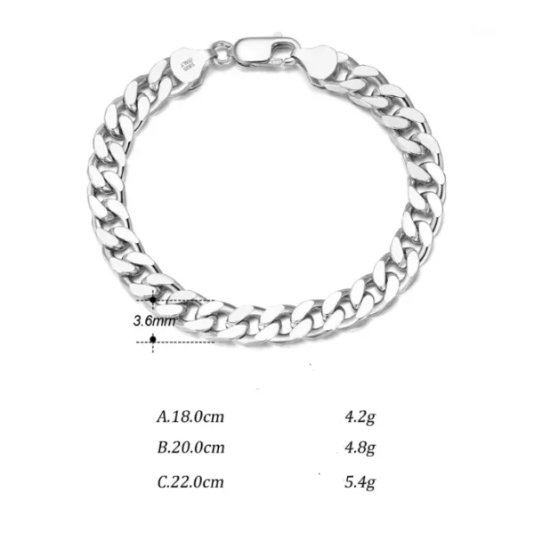 ⁦Hip Hop Cuban Link Bracelet Jewelry 925 Sterling Silver Chain Bracelets for Men⁩ - الصورة ⁦2⁩