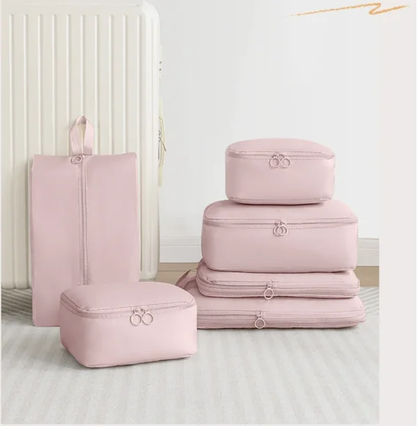 ⁦6Pcs Set Compression Packing Cubes Travel Accessories Expandable Travel Luggage Compression Packing Bag Cloth Storage Bag⁩ - الصورة ⁦4⁩