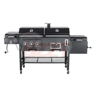 American Outdoor Garden Large Gas and Charcoal Grill Combo Smokeless Barbecue Bbq Commercial Grill Trolley With Smoker Oven